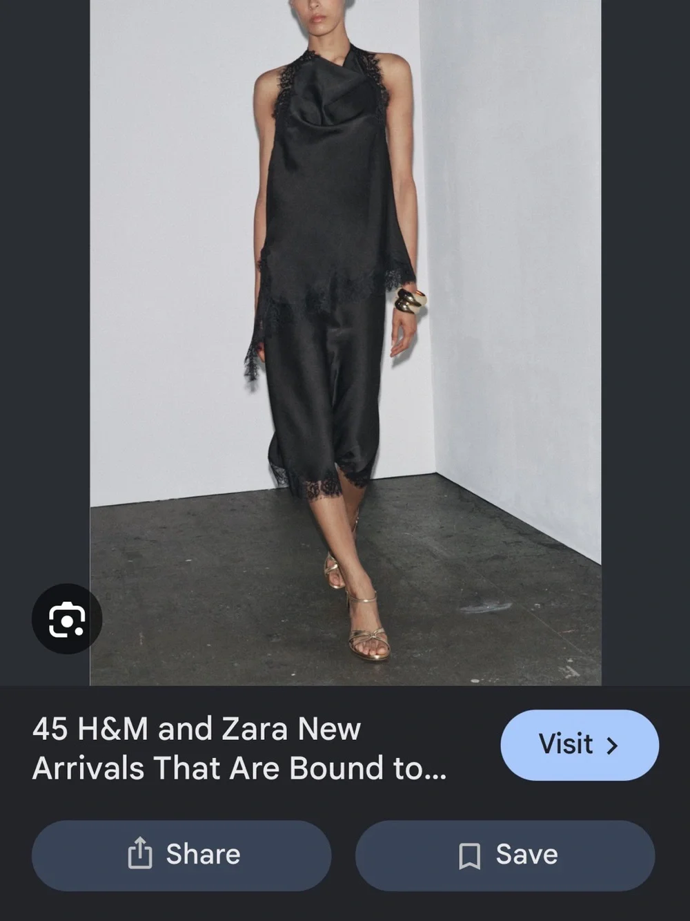 Zara Black Satin Lace-Trim skirt